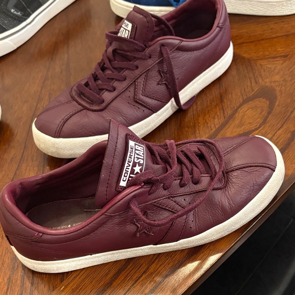 Converse Men's Dark Red Leather Sneakers